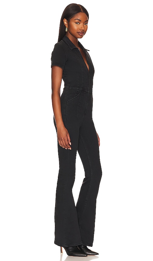 Shop Free People X We The Free Jayde Flare Jumpsuit In Black Mamba