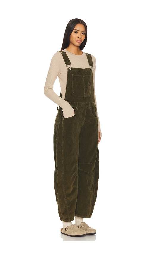 Free People X We The Free Good Luck Cord Overall In Dark Green