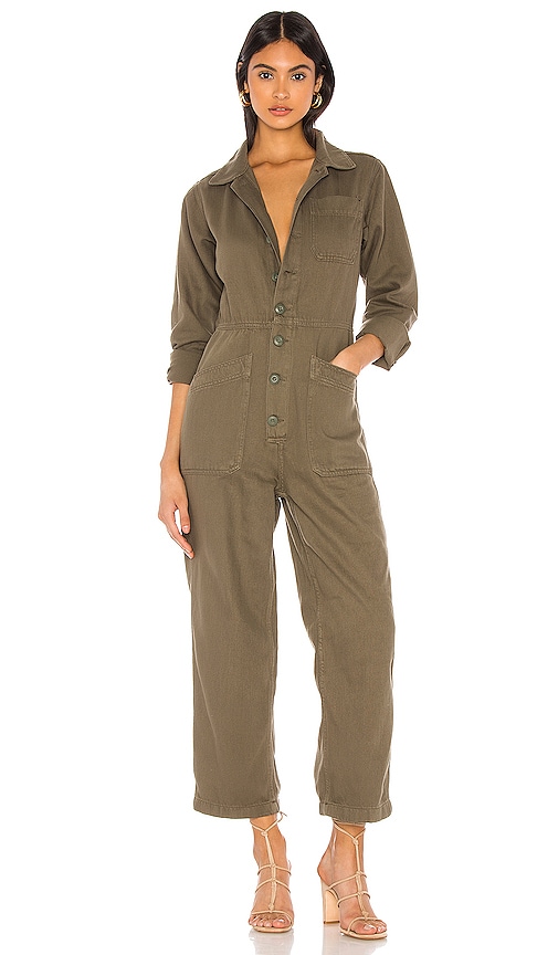Free People Gia Coverall in Army | REVOLVE