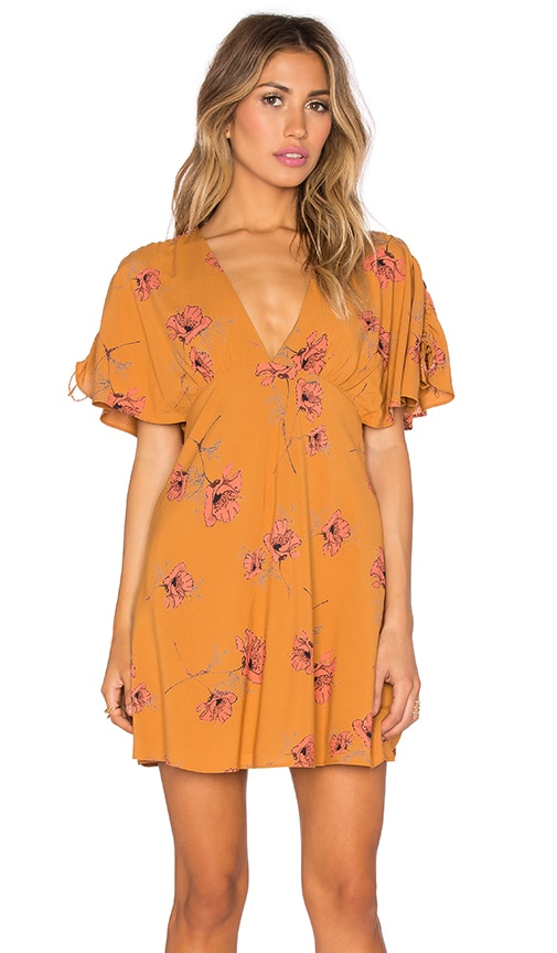 Free People Drapey Melanie Dress in Mustard Combo | REVOLVE