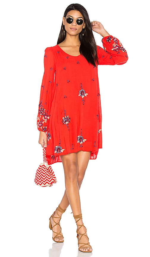 free people red combo dress