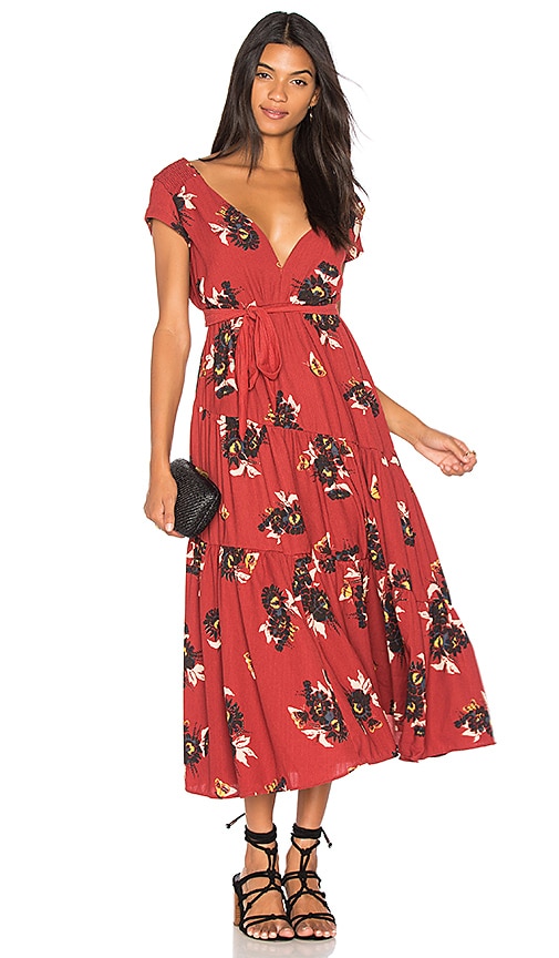 Got Printed Maxi Dress in Red Combo 