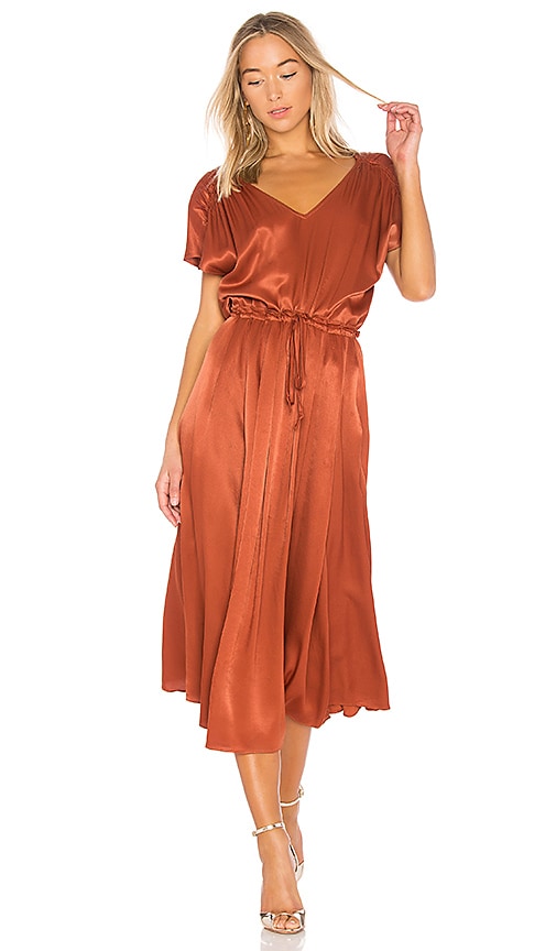 bronze midi dress
