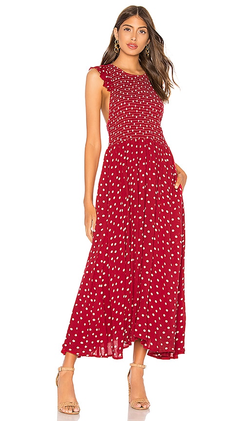 free people red midi dress