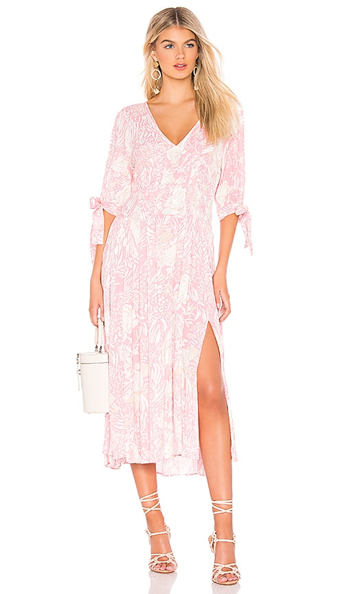 kika's printed midi dress in ivory combo