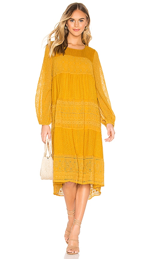 Free People Gemma Midi Dress in Mustard REVOLVE