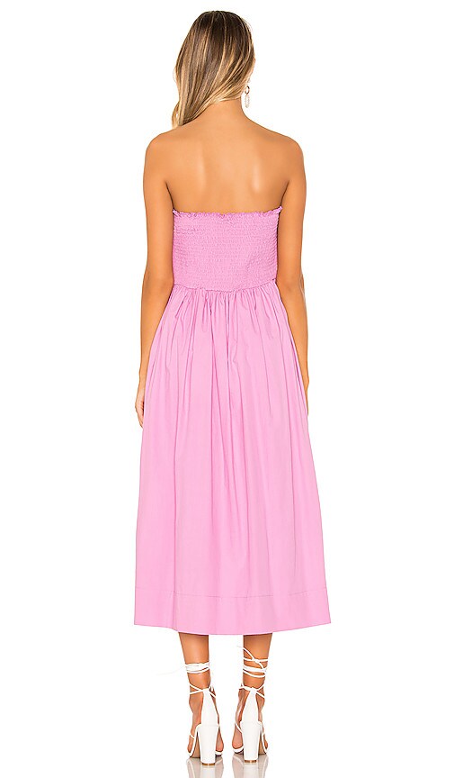 free people lilah cotton pleated strapless midi dress