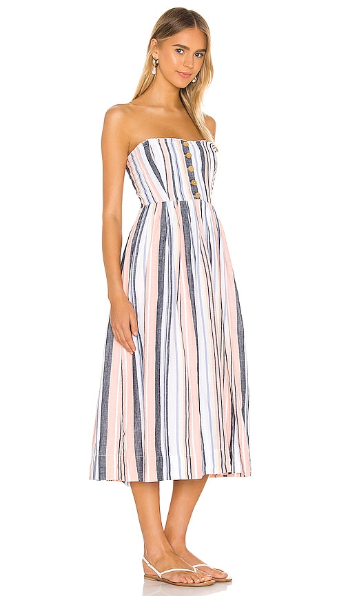 free people lilah cotton pleated strapless midi dress
