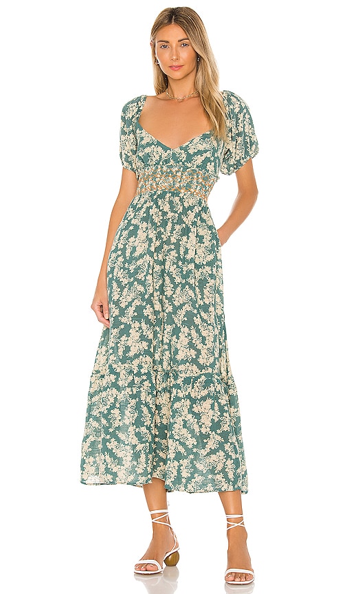 free people smocked printed maxi dress