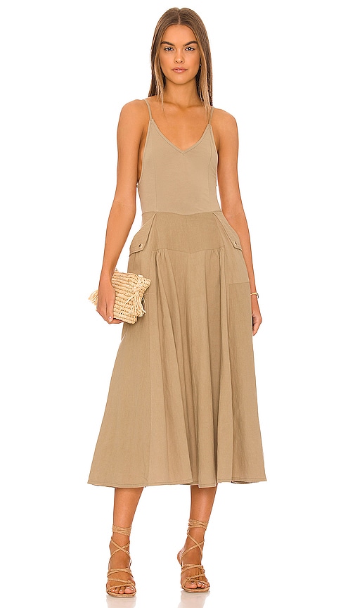 free people soledad midi dress Free People Soledad Midi Dress in Khaki