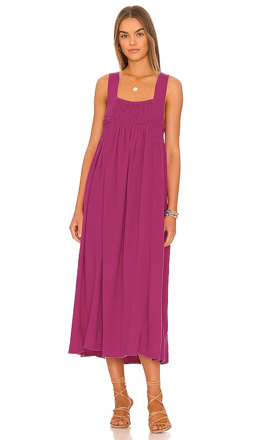 Free People Delphine Midi Dress in Raspberry Sherbet