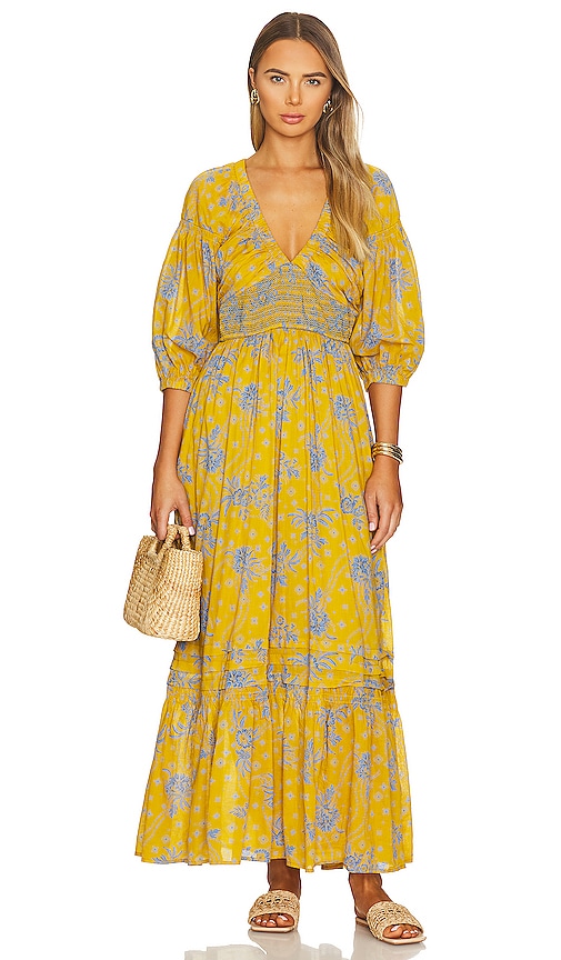 Free People Golden Hour Maxi Dress in Eqyptian Palm Combo