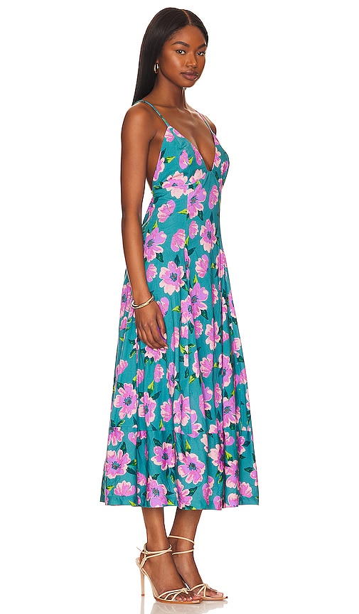 Shop Free People Finer Things Maxi Dress In Teal Combo