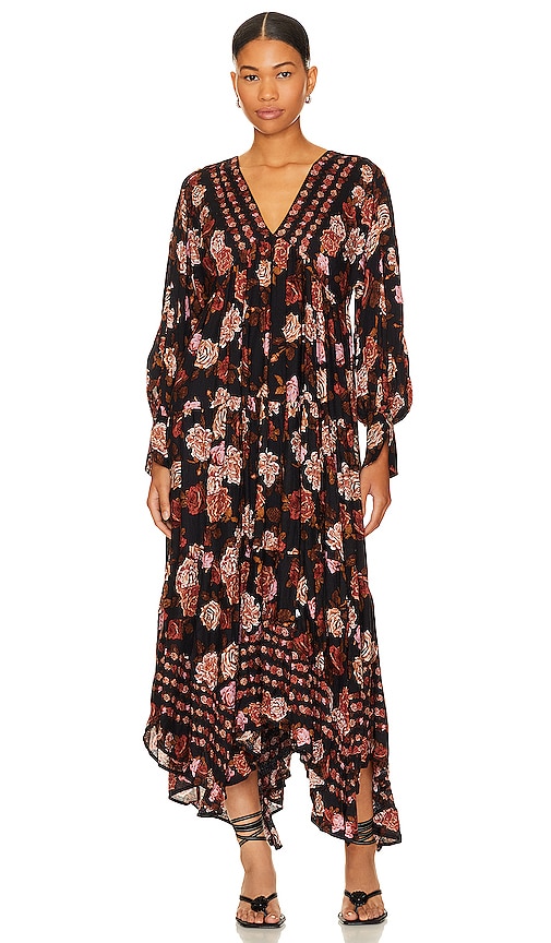 Shop Free People Rows Of Roses Maxi Dress In Black Combo