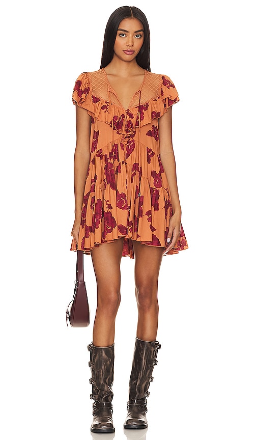 Free People Tilly Printed Tunic Dress in Taupe Combo