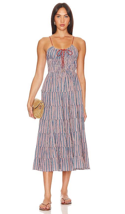 Free People Going Steady Midi Dress In 灰褐色拼接
