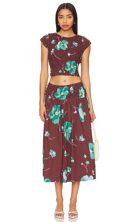 Shop Free People Carino Printed Set In French Chocolate