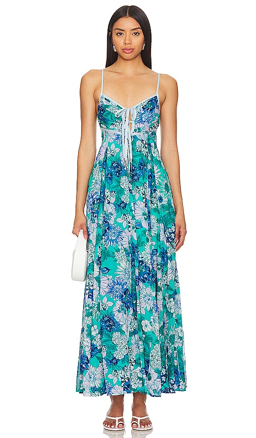 Shop Free People Dream Weaver Maxi In 蓝绿色拼接连衣裙