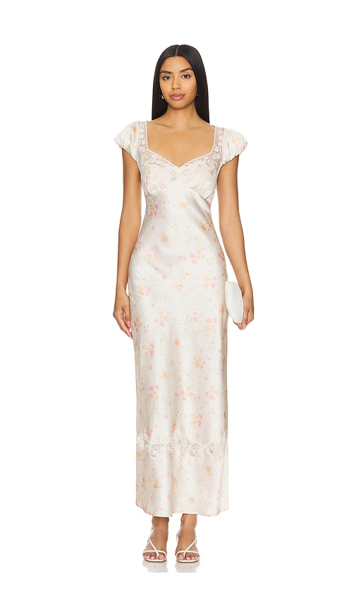 Shop Free People Butterfly Babe Midi Dress In 奶油色拼接