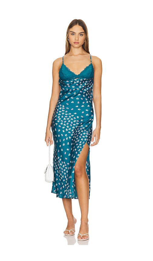 Shop Free People X Intimately Fp Gossamer Glow Midi Slip In Teal