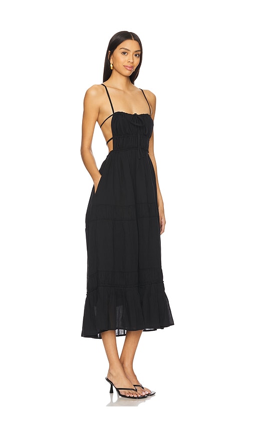 Free People Taking Sides Tiered Cotton Maxi Dress In 黑色