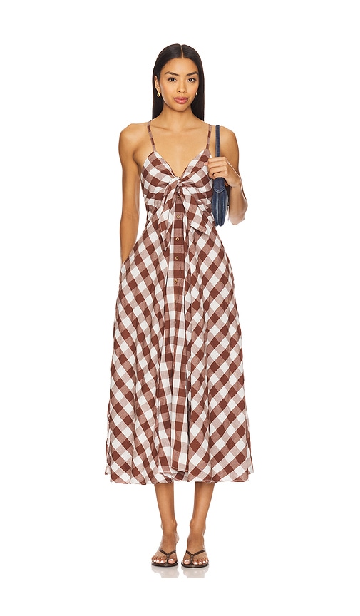 Via Midi Dress in Brown. - size XS (also in L, M, S)