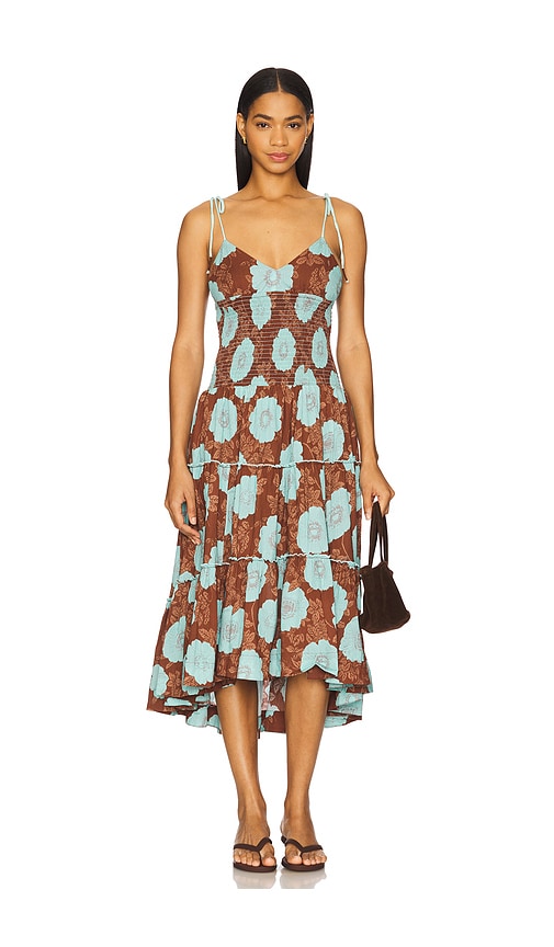 Free People Adriel Tie Strap Tiered Midi Dress