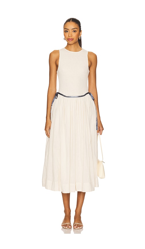 Nightingale Solid Midi Dress in Cream. - size XL (also in L, M, S, XS)