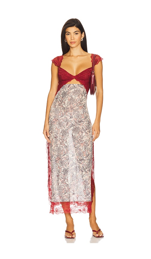x Intimately Suddenly Fine Maxi Slip In Birch Combo in Red,Beige. - size XL (also in L, M, S, XS)