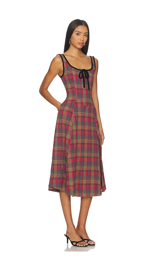 Free People Freya Plaid Bow Midi Dress In Multi