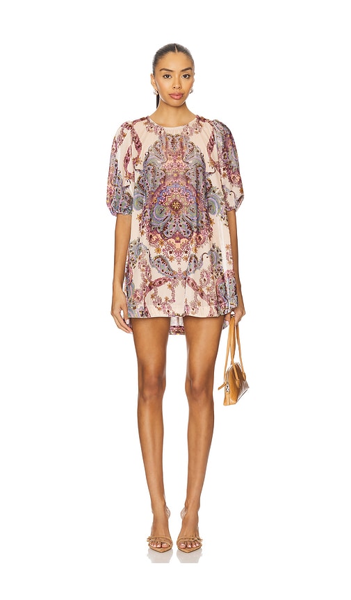 Free People Maye Printed Velvet Tunic Dress In Tea Combo