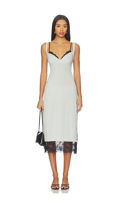 Free People x Intimately FP Party Crasher Midi Slip Dress in Smoke Grey