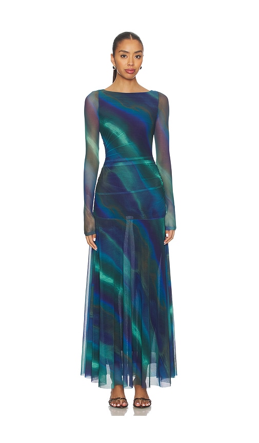 Free People Sunnei Maxi Dress in Deep Ocean Combo