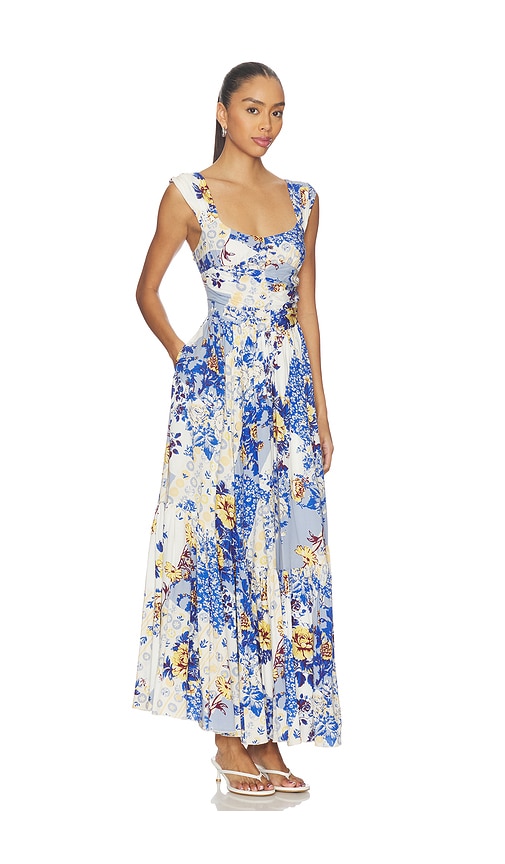 knee length dresses for ladies Free People Harlow Mini Dress/ Ocean Blue – Thecottageboutique main image 1