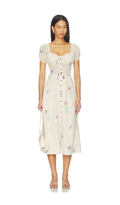 free people heartland embroidered bodice cotton midi dress blue heron Heartland Embroidered Bodice Cotton Minidress (Women)