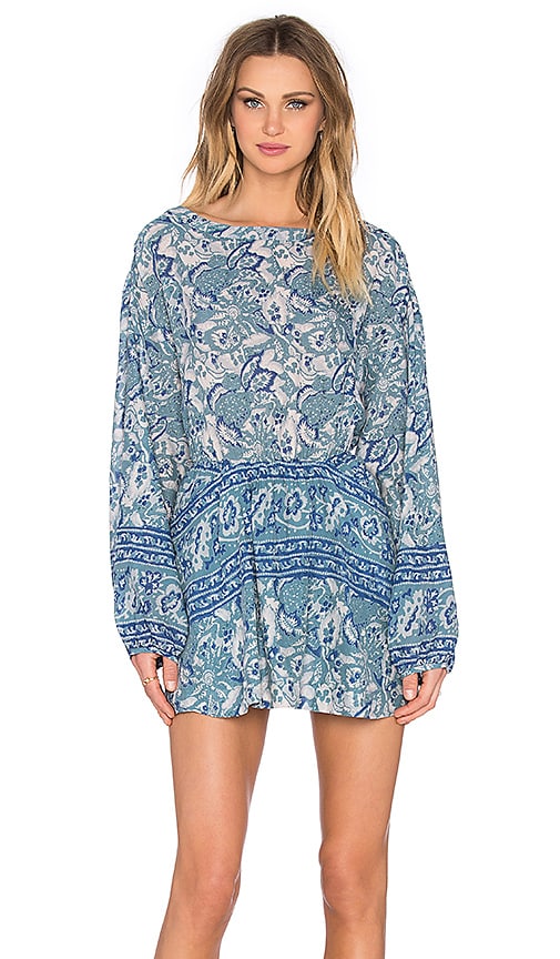 Free People Sun Printed Dress in Washed Blue | REVOLVE