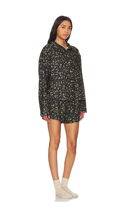 Free People Early Morning Cotton Shorts Pajamas In Black Combo