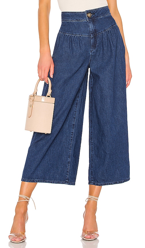 Free People Womens La Bomba High Rise Denim Wide Leg Jeans Blue 24