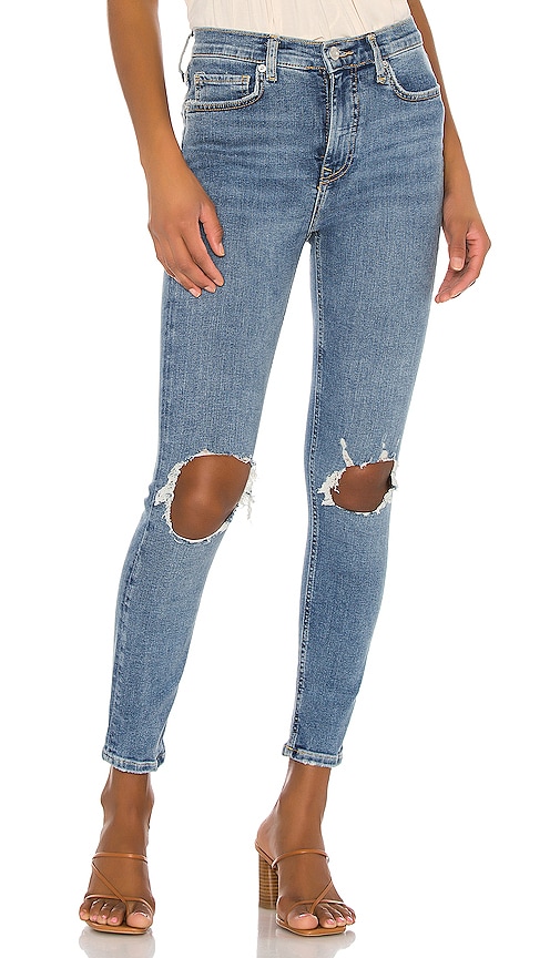 high rise busted skinny jeans