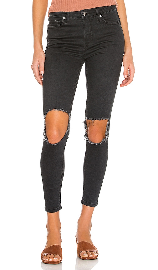 Free People High Rise Busted Skinny Jean in Carbon | REVOLVE