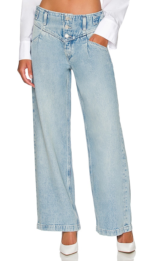 Free People x Care FP Super Sweeper Jean in Washed Out Blue | REVOLVE