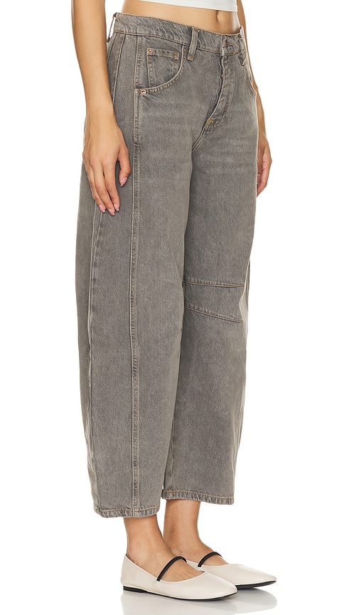 Shop Free People X We The Free Good Luck Mid Rise Barrel In Archive Grey