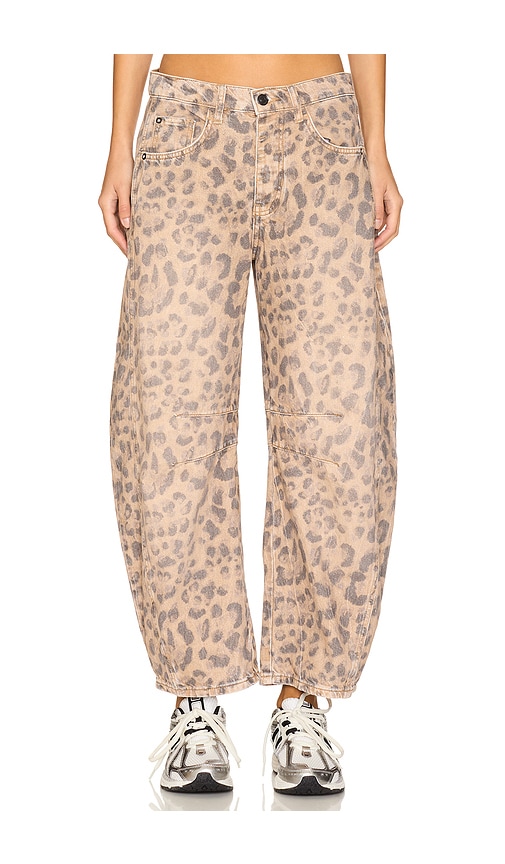 FREE PEOPLE X WE THE FREE GOOD LUCK PRINTED MID RISE BARREL 