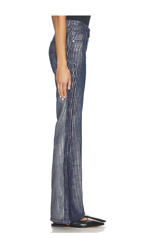  Free People X We The Free West Coast Metallic Flare In Country Blue En Blue,metallic Silver. Taille 25. Also En 26, 29, 30. 