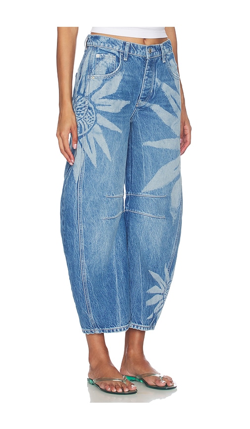  Free People Vaquero Cilindro Good Luck Printed En Color Azul Talla 24  (también En 25, 26, 27, 28, 29, 30, 31, 32). 