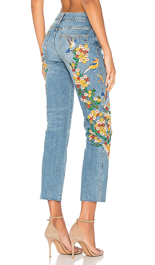 embroidered girlfriend jeans