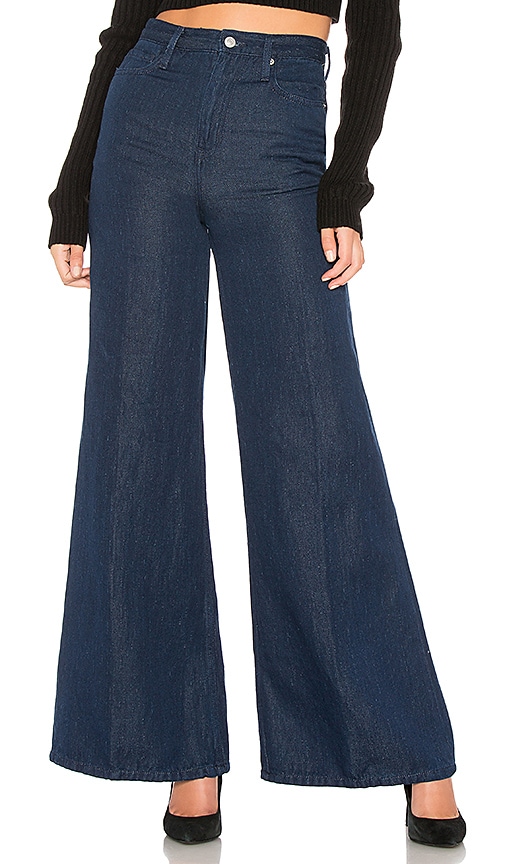 dark denim wide leg jeans