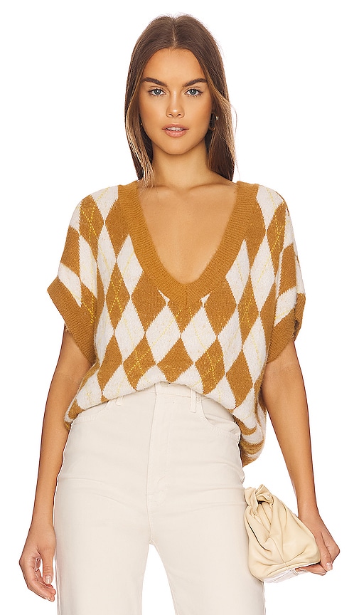 Free People Through The Motions Vest in Tiger Eye Combo