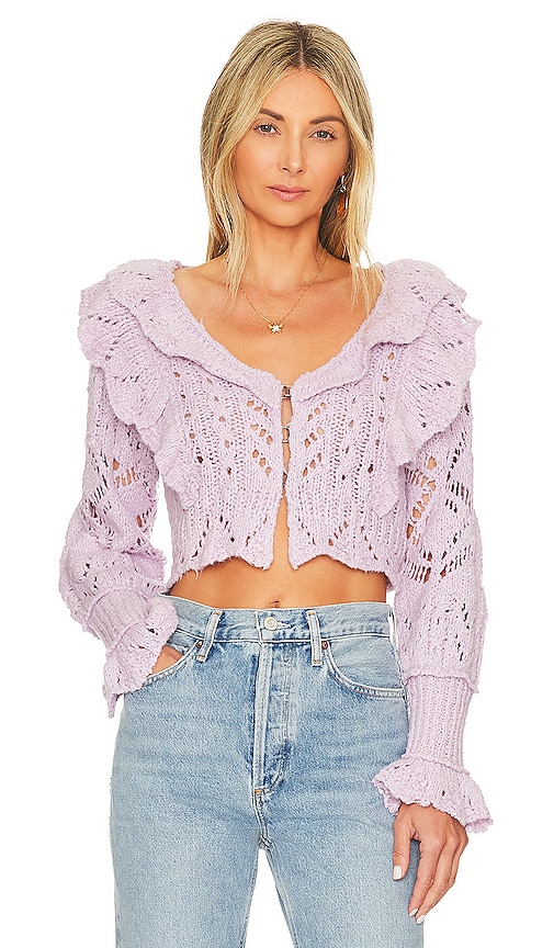 Free People Avery Cardi in Orchid Dust