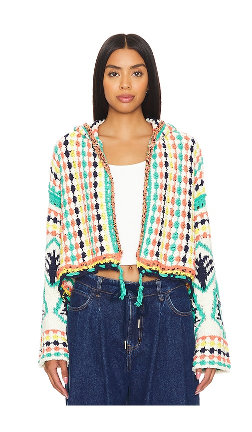 Free People store Navy Blue Long Open Knit Crochet Cardigan